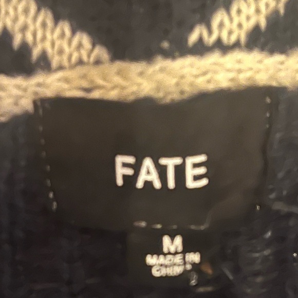 FATE Southwestern Aztec Open Front Cardigan Medium Boho Knit Sweater - Picture 2 of 5